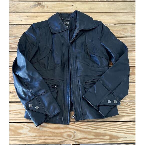 A New Approach Zip Pocket Lamb Skin Jacket Size Medium Women’s Black Full Zip - Picture 1 of 8